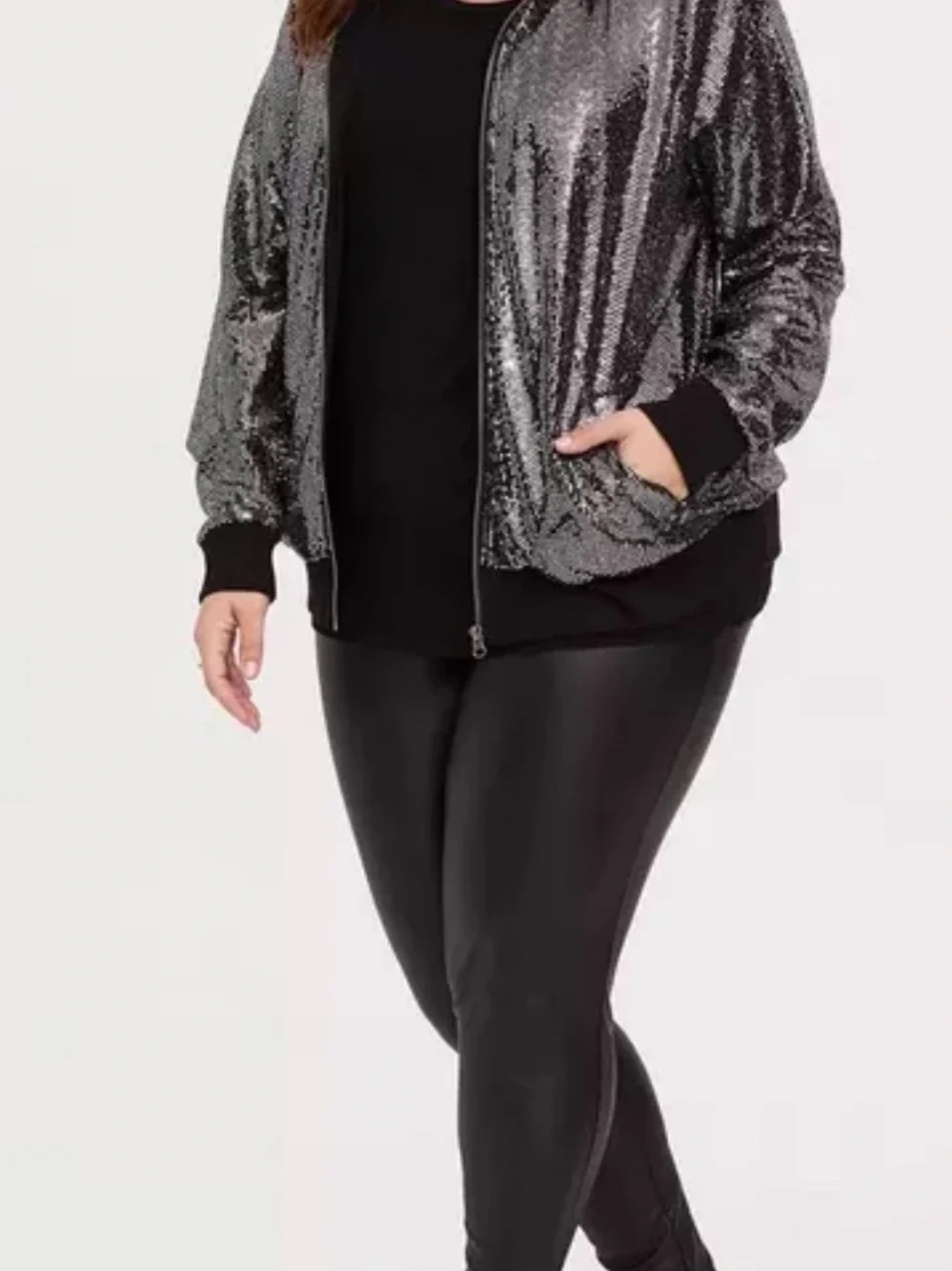 torrid Black Sequin Bomber Jacket - Picture 3 of 9